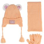 ΣΕΤ 3 ΤΕΜΑΧΙΩΝ ΠΛΕΚΤΟ ΜΕ FLEECE ΕΠΕΝΔΥΣΗ ΚΑΙ ΑΥΤΑΚΙΑ 1-4Y-PEACH