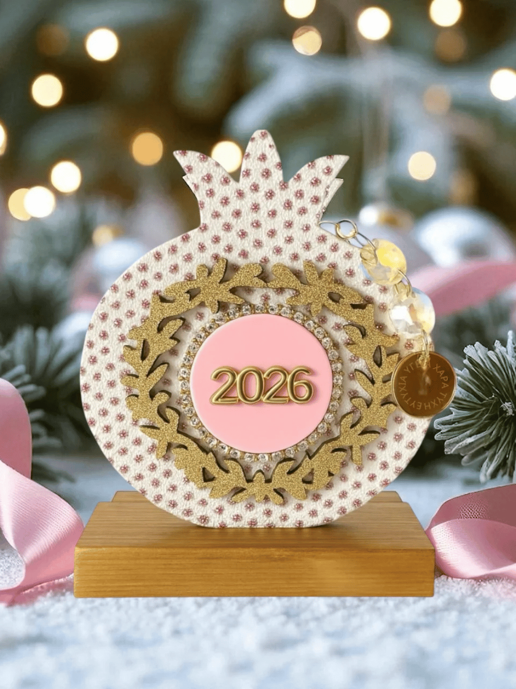 1 (4) Γούρι Ρόδι με Χρυσό Στεφάνι και Κρύσταλλα - Image 1