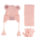 ΣΕΤ 3 ΤΕΜΑΧΙΩΝ ΠΛΕΚΤΟ ΜΕ FLEECE ΕΠΕΝΔΥΣΗ ΚΑΙ ΑΥΤΑΚΙΑ 1-4Y-ΡΟΖ