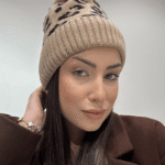 Γυναικείο Μπεζ Σκουφάκι Λεοπάρ με Φούντα & Fleece Επένδυση