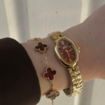 Γυναικείο Χρυσό Ρολόι Vintage-Μπορντό