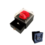 Κουτί Δαχτυλιδιού με Συρτάρι & Τριαντάφυλλο 7×7×7cm