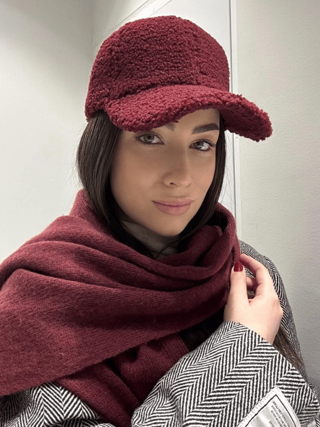 0986 Γυναικείο Καπέλο Jockey Teddy- Μπορντό - Image 1