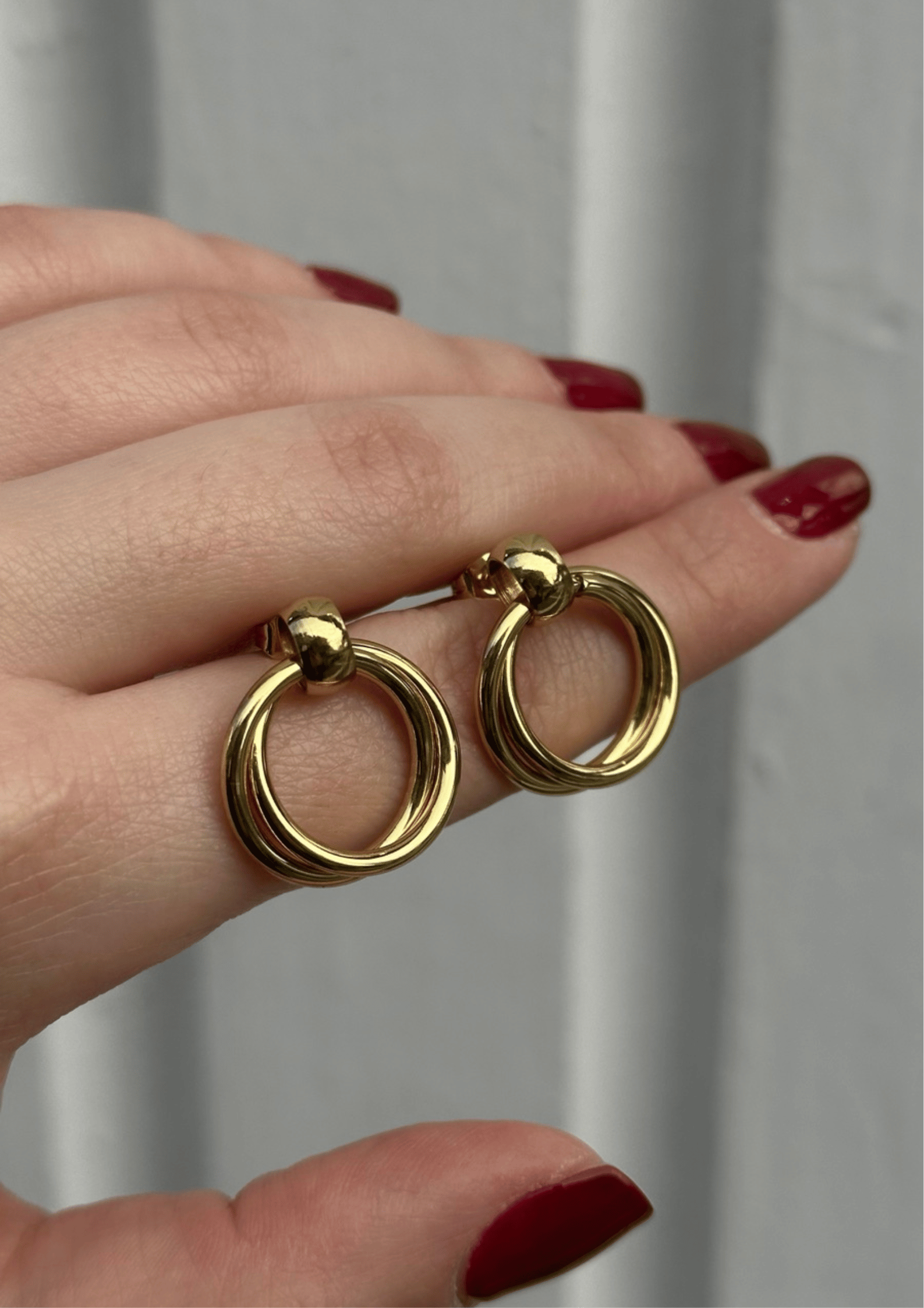 101010101010 Ατσάλινα Σκουλαρίκια με Διπλό Κρίκο - Image 1