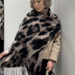 Γυναικείο Μαλακό Λεοπάρ Κασκόλ με Κρόσσια-Μπεζ