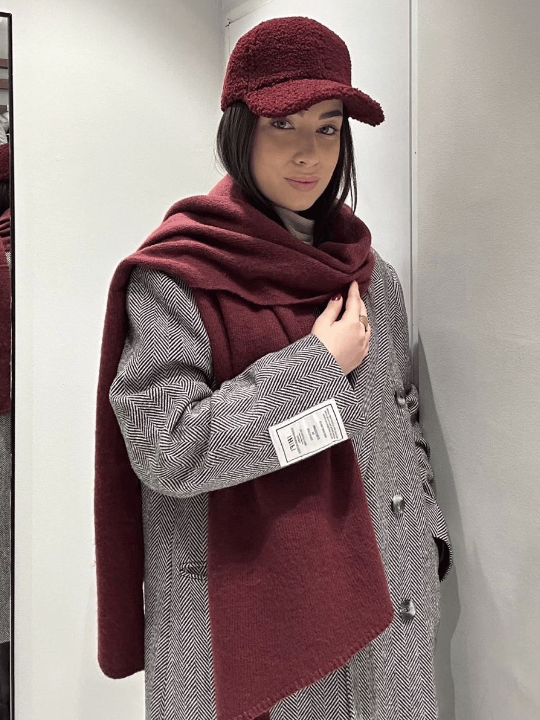 544554 Γυναικείο Πλεκτό Μαλακό Κασκόλ-Μπορντό - Image 1