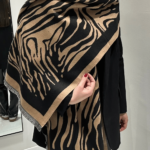 Γυναικείο Μαλακό Κασκόλ Ζεβρέ-Μαύρο