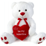 Λούτρινη Αρκούδα Λευκή με Καρδιά 120cm