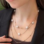 Ατσάλινο Τριπλό Κολιέ με Πέρλες