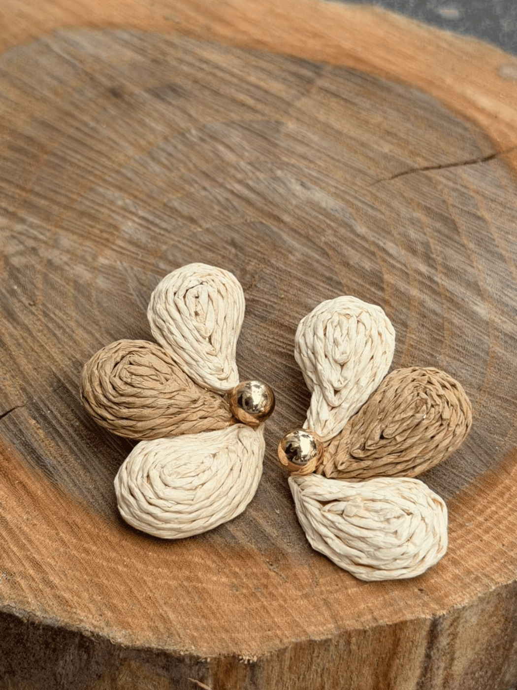 Σκουλαρίκια Λουλούδι από Raffia